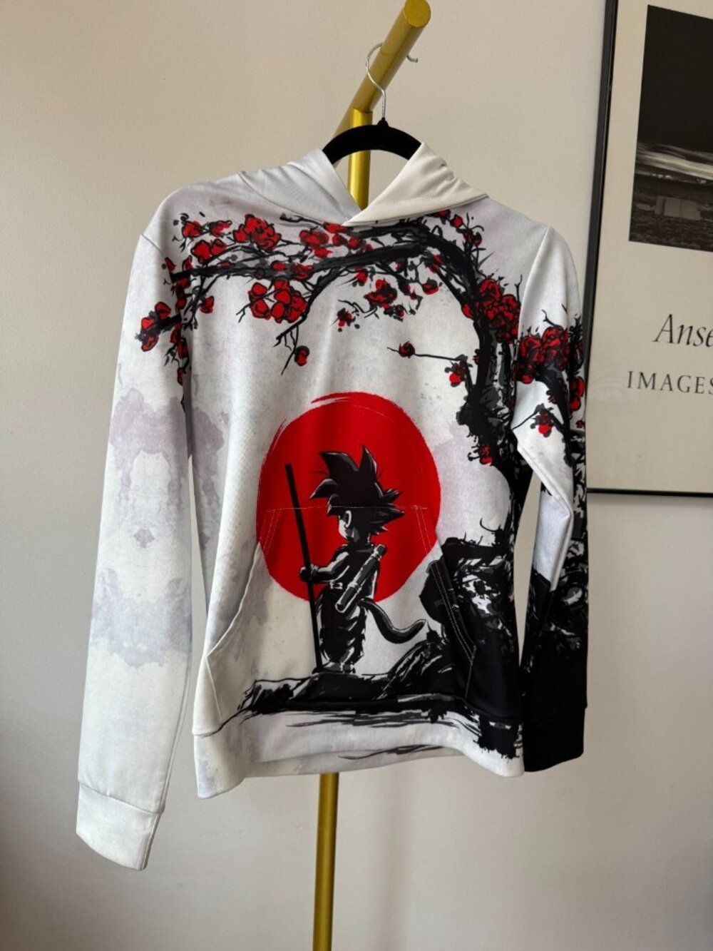 Dragon Ball Z Goku Red Cherry Blossom Tree Anime Hoodie Sweater Youth XL